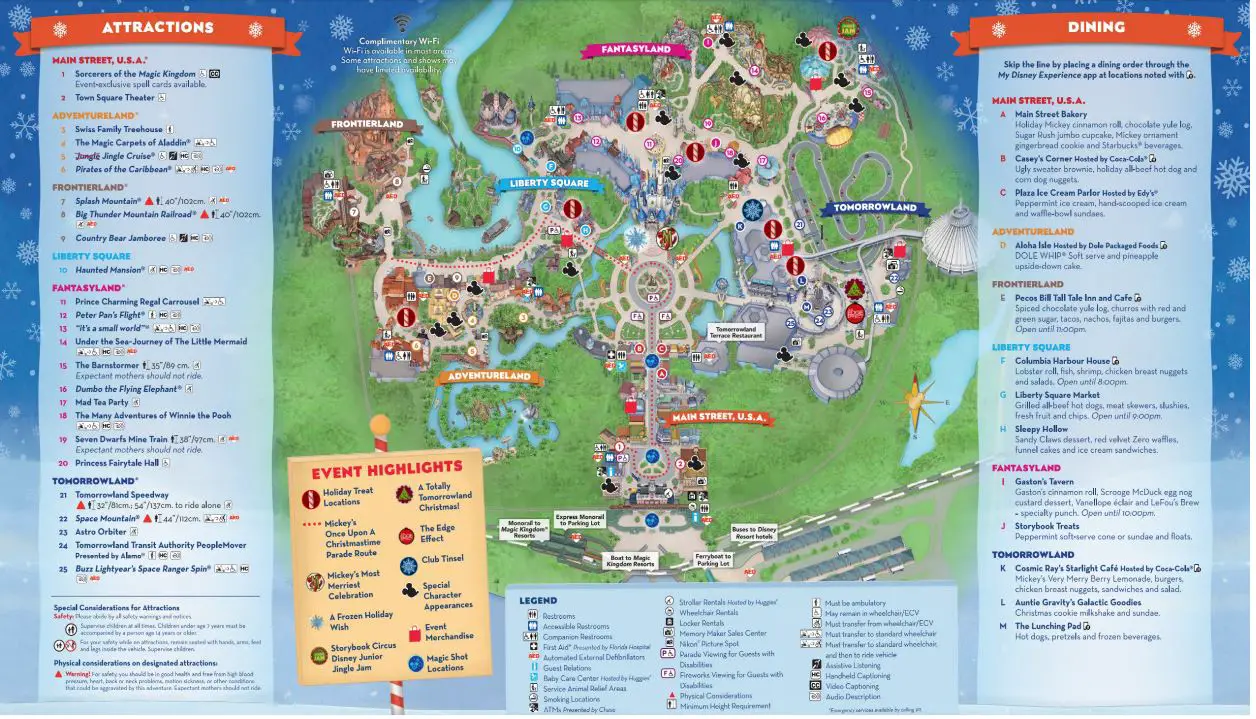 Disney World Magic Kingdom Mickey's Very Merry Christmas Party 2019 Guidemap 