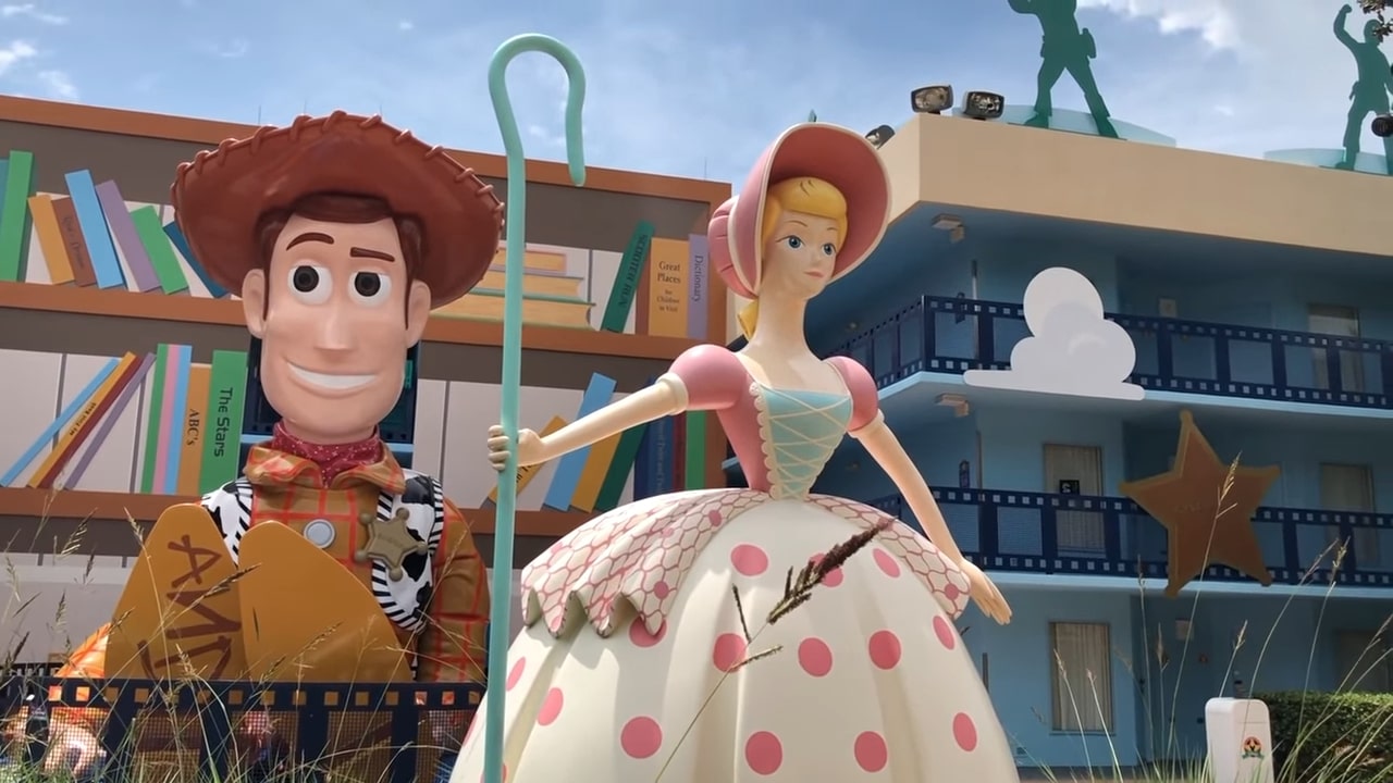 What Is The Best All-Star Resort At Disney World? 3 Buzz Lightyear and Woody figures in the Toy Story section of Disney All Star Movies Resort